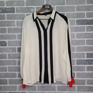 Escada Cream & Black Silk Long Sleeve Size 46